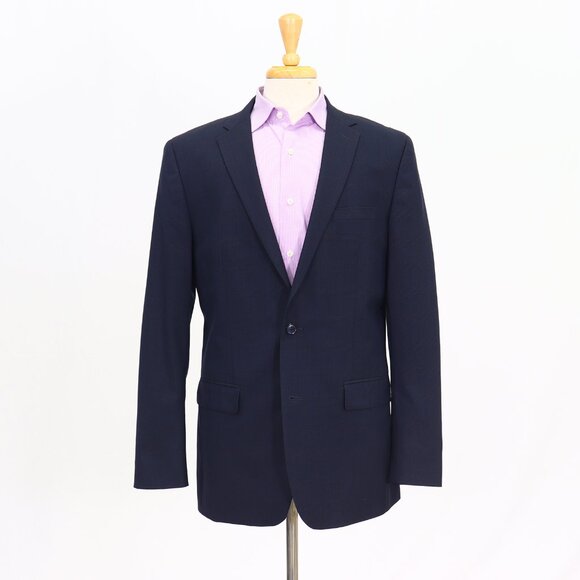 Bar III 44L Navy Blazer Sport Coat Jacket 2-Button Check T445 - Picture 1 of 11
